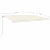 Manual Retractable Awning with LED 500x350 cm Cream 3069022