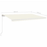 ZNTS Manual Retractable Awning with LED 500x350 cm Cream 3069022