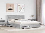 Bed Frame with Drawer Grey Sonoma 160 x 200 cm Engineered Wood 3409971