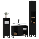ZNTS 3 Piece Bathroom Furniture Set Black Engineered Wood 3190308
