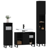 ZNTS 3 Piece Bathroom Furniture Set Black Engineered Wood 3190308