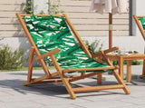 Folding Chair Leaf Pattern Solid Wood Eucalyptus and Fabric 366562