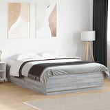 Bed Frame with LED without Mattress Grey Sonoma 160x200 cm 3209602