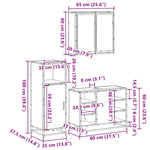 ZNTS 3 Piece Bathroom Furniture Set Black Engineered Wood 3300970