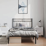 Metal Bed Frame without Mattress with Headboard Black 100x200cm 373686