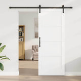 Sliding Door White and Black 83 x 211 cm Solid Pine Wood 3333199