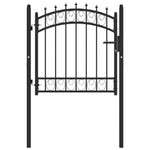 ZNTS Fence Gate with Spikes Steel 100x100 cm Black 146378