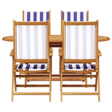 Garden Dining Set 5 pcs Blue and White Solid Acacia Wood 3375752