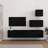 4 Piece TV Cabinet Set Black Engineered Wood 3114639