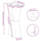 Coffee Table Legs X-Shaped 2 pcs Natural Steel 38x cm Steel 4012955