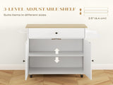 Rolling Kitchen Island with Drop Leaf, Kitchen Storage Cart with Drawer, Spice Rack and Towel Rack, T3398P378828