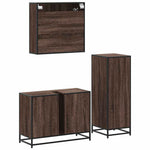3 Piece Bathroom Furniture Set Brown Oak Engineered Wood 3301004