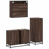 3 Piece Bathroom Furniture Set Brown Oak Engineered Wood 3300974