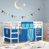 Kids' Loft Bed with Curtains without Mattress Blue 80x200cm 3206959