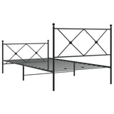 Metal Bed Frame without Mattress with Footboard Black 107x203cm 376516