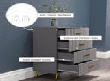 Four Drawer Embossed Line Dresser - Grey/Gold Tone T3398P328343