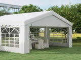 4m x 4m Marquee Party Tent, Heavy Duty Wedding Canopy with Sidewalls, Doors, Windows, Galvanised T3398P314774