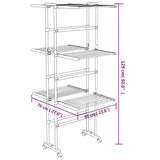 3-Tier Laundry Drying Rack with Wheels Silver 60x70x129 cm 344376