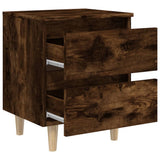 Bed Cabinets with Solid Wood Legs 2 pcs Smoked Oak 40x35x50 cm 813123