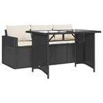 ZNTS 2 Piece Garden Dining Set with Cushions Black Poly Rattan 366328