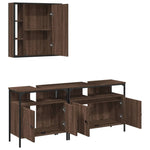 ZNTS 3 Piece Bathroom Cabinet Set Brown Oak Engineered Wood 3214729