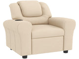 Kids Recliner Chair, PU Leather with Adjustable Backrest, Footrest, Padded Headrest, Beige T3398P347659