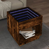 Coffee Table with Infinity LED Smoked Oak 50x50x50 cm 847655