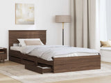 Bed Frame with Drawer Brown Oak 100 x 200 cm Engineer Wood 3408018