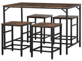 Industrial Rectangular Bar Table Set with 4 Stools for Dining Room, Kitchen, Dinette T3398P344751