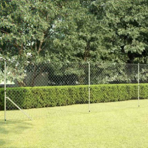 ZNTS Chain Link Fence with Posts Galvanised Steel 15x1.5 m Silver 145752