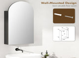 Arched Bathroom Mirror Cabinet with Adjustable Glass Shelves - Black T3398P423545