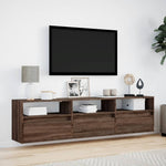 TV Wall Cabinet with LED Brown Oak 180x31x45 cm 3307946