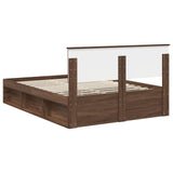 Bed Frame with Headboard Brown Oak 140 x 200 cm Engineered wood 3407883