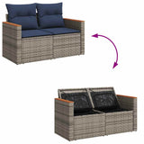7 Piece Garden Sofa Set with Cushions Grey Poly Rattan Acacia 3328118