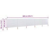 5-panel Wind Screen Fabric 600x160 cm Sand White 47166