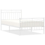 Metal Bed Frame without Mattress with Footboard White 100x190cm 373752