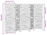 Room Divider 5 Panels Black Solid Wood Paulownia 358757