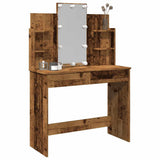 Dressing Table with LED Lights Old Wood 96x40x142 cm 857025