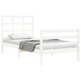 Bed Frame without Mattress White Single Solid Wood 3193952