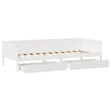 Daybed with Drawers without Mattress White 90x190 cm Single Solid Wood 3302097