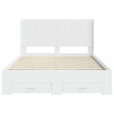 Bed Frame with Storage and Headboard White Engineered Wood 3414087