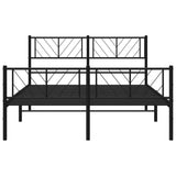 Metal Bed Frame without Mattress with Footboard Black 140x190cm 372197