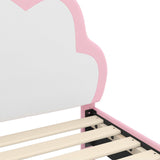 Children's Bed Frame with Headboard Pink 90 x 190 cm PU 42011181