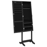 Mirror Jewellery Cabinet with LED Lights Free Standing Black 353263