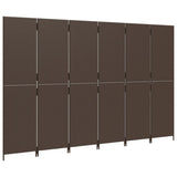 Room Divider 6 Panels Brown Poly Rattan 365353