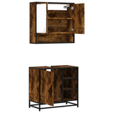 2 Piece Bathroom Furniture Set Smoked Oak Engineered Wood 3300937