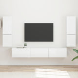 TV Cabinet Set 4 pcs High Gloss White Engineered Wood 3409046