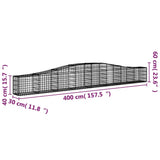 Arched Gabion Baskets 10 pcs 400x30x40/60 cm Galvanised Iron 3145795