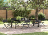 Garden Dining Set Folding 7 pcs Black Powder-Coated Steel 3379378