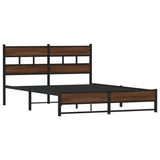 Metal Bed Frame without Mattress Brown Oak 135x190 cm Double 4017325